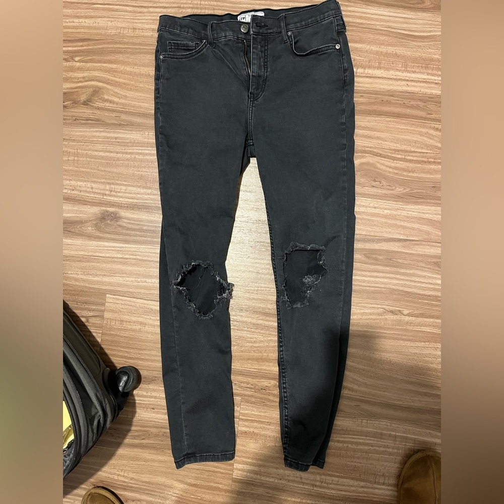 Free people black ripped skinny jeans